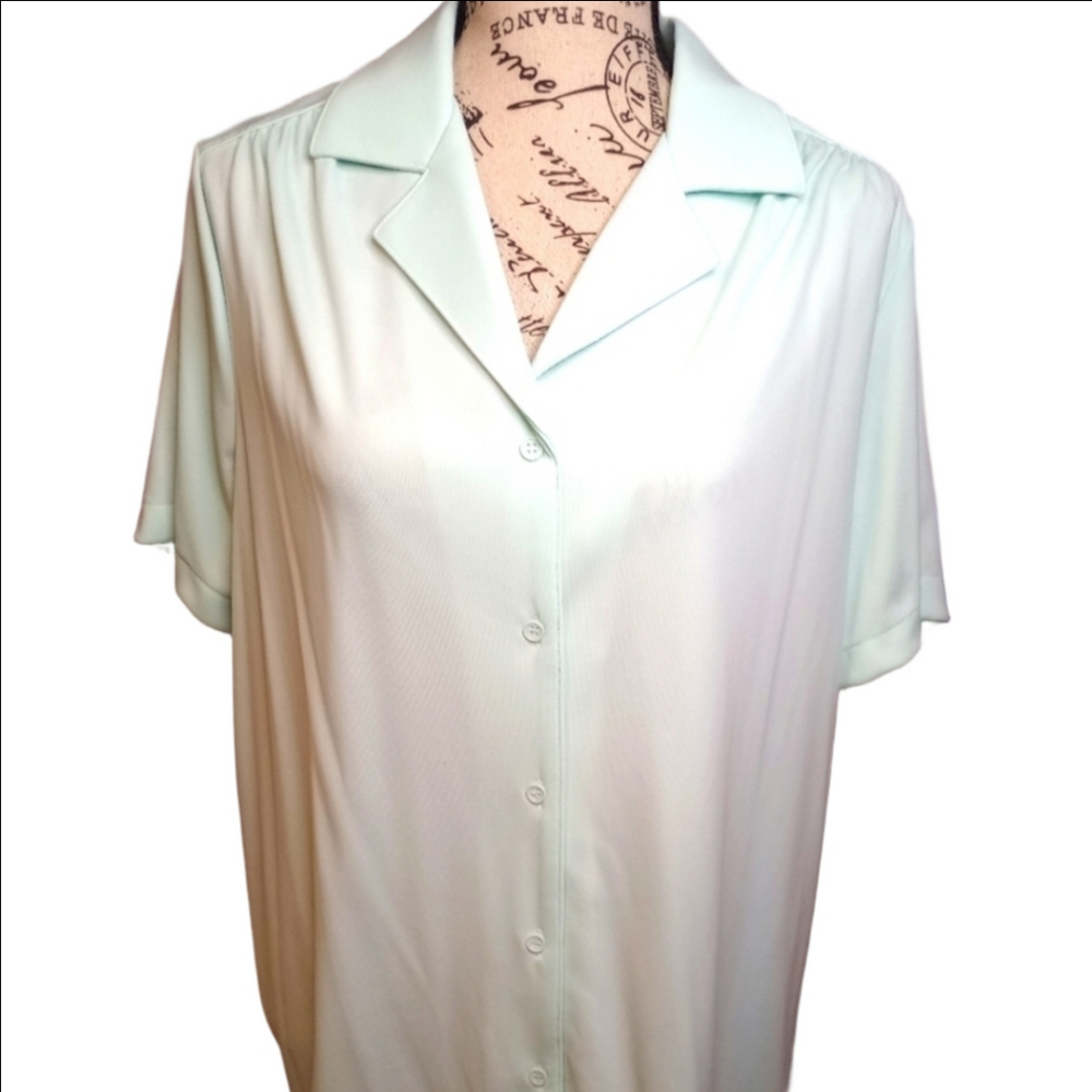 Vintage Sears The Shirt Mint Green Button Up XL 42